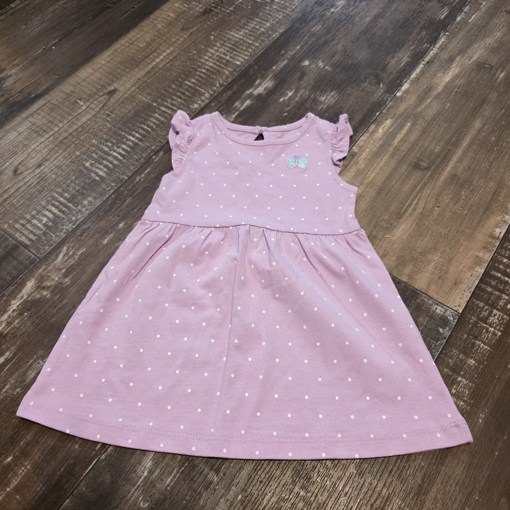 Little Me Pink Dress with White Polka Dots
